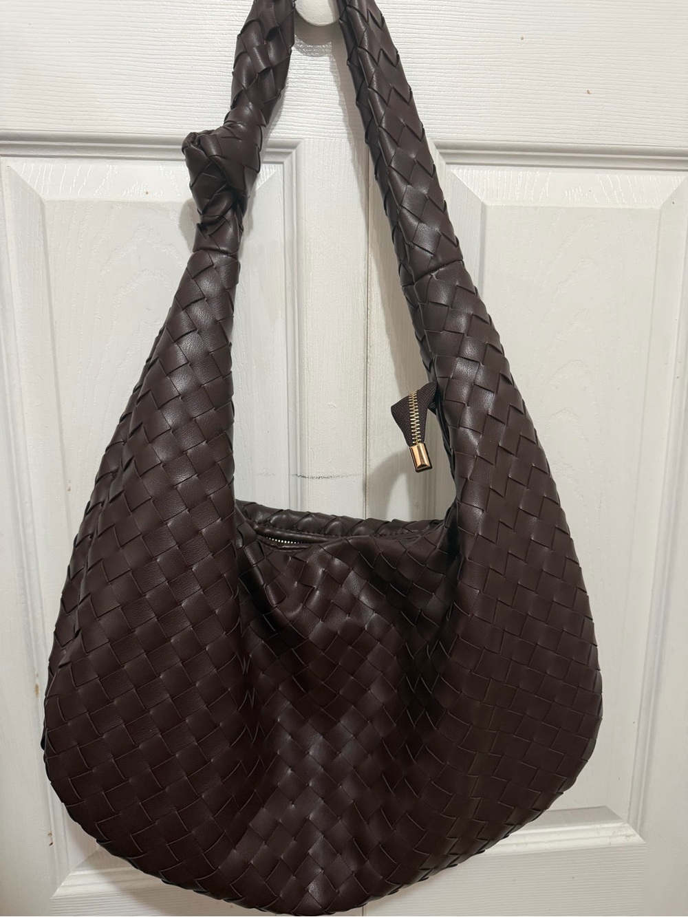 Melie Bianco Woven Hobo Shoulder Bag - Dark Brown